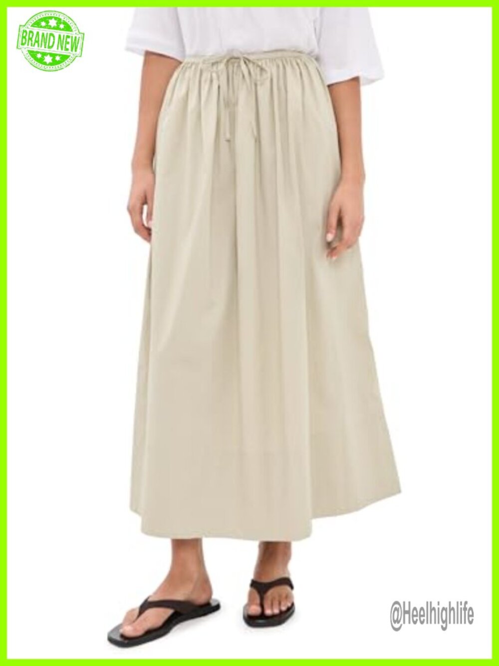 Women's Noelle Stretch Poplin Maxi Skirt High Rise On-Seam Pockets Work